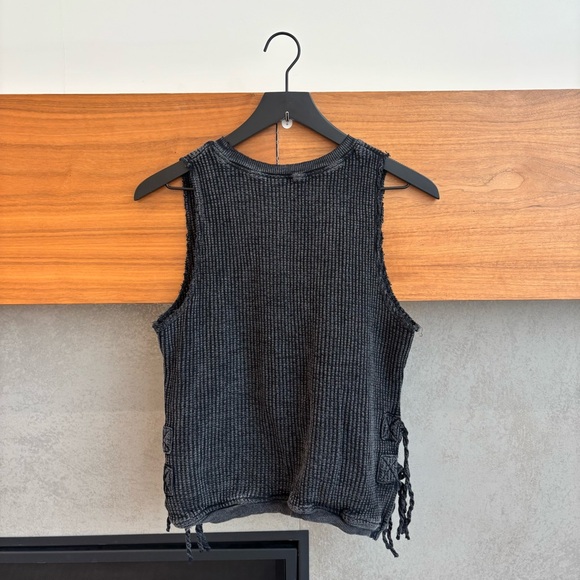 Free People One Sleeveless Interlaken Tank in Wash Black, Size L - Picture 8 of 10